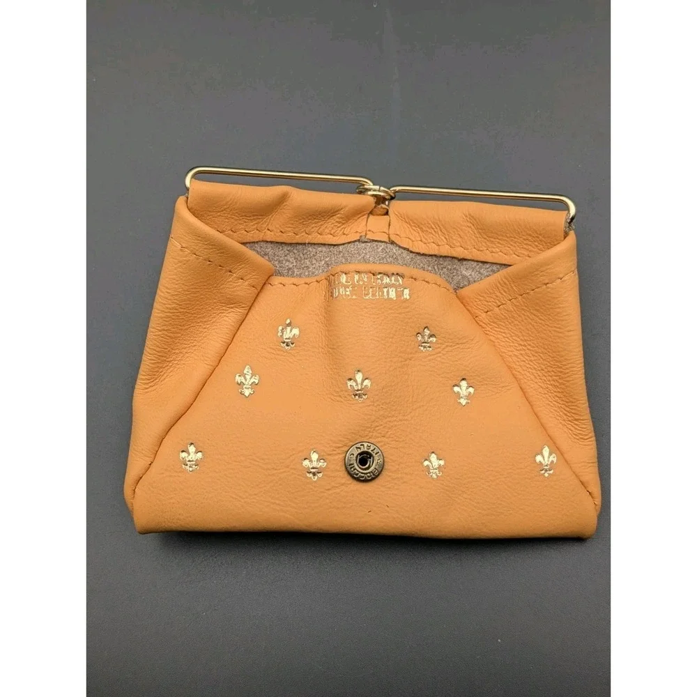 Vintage Firenze Leather Change Purse 1960s Bag Made In Italy Orange